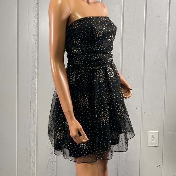 *Motel Women's Black & Gold Glitter Dot Strapless Mini nDress Sz S - Picture 9 of 13